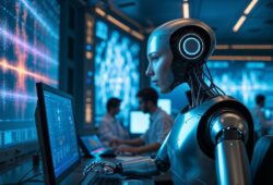 ai generated, automation, robot, artificial intelligence, technology, interface, mechanical engineering, technician, intelligent factory, digital, future, monitoring, phone, real time, manufacturing, network, operation, digitization, transformation, communication, computer science