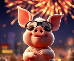 new year's day, piggy, celebration, new beginning, success, happiness, anniversary, 2025, fireworks, pyrotechnics, fireworks show, spark, night sky, dark, season, lucky pig, ai generated, silvester, winterbilder, silvesterbilder, neujahrsbilder, neujahr, neuanfang, erfolg, glück